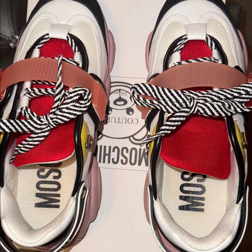 Moschino Red and White Sneakers Dynamic Style